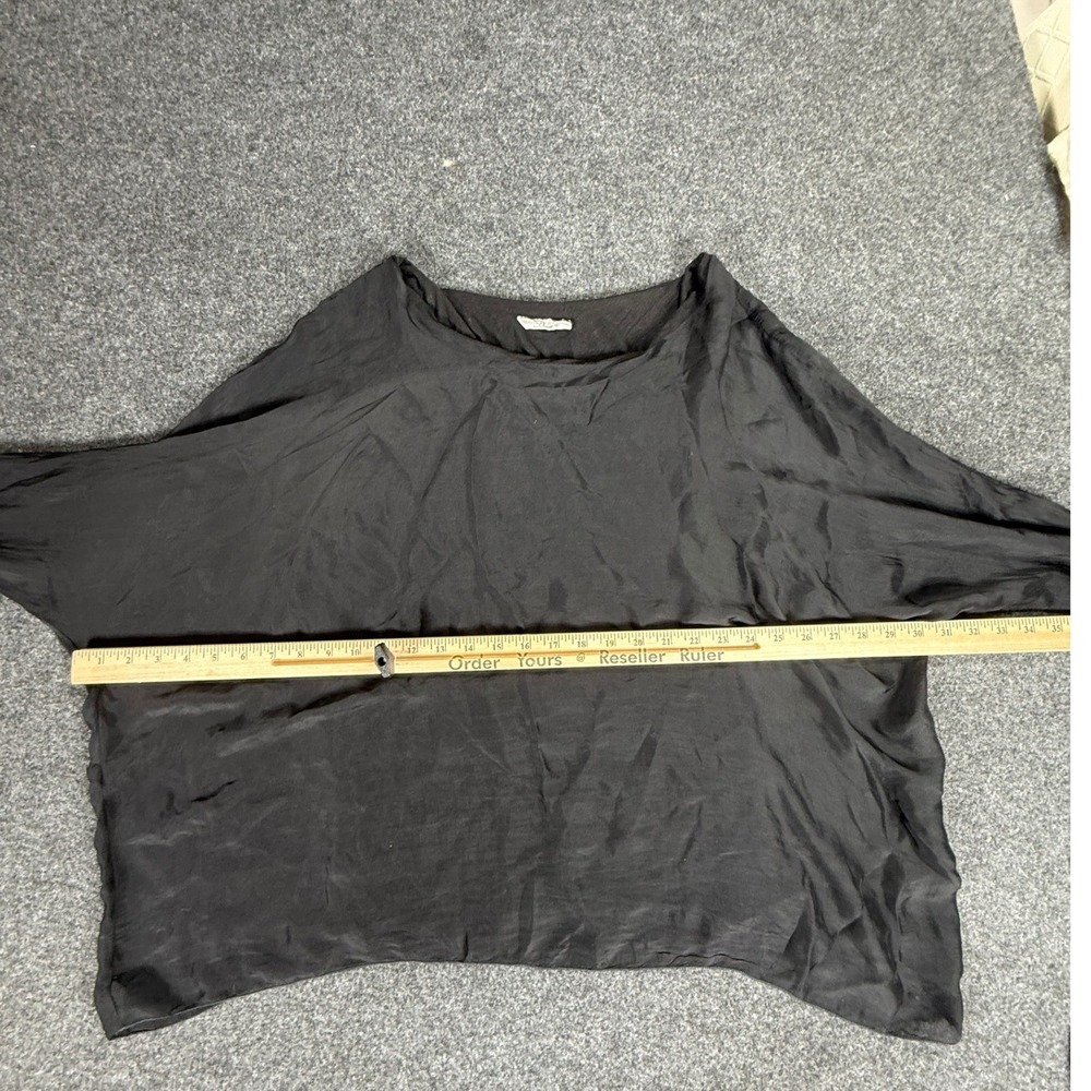 Baci Top Womens M/L Black Silk Blend Lagenlook Batwing Sleeve Made in Italy - Picture 3 of 11